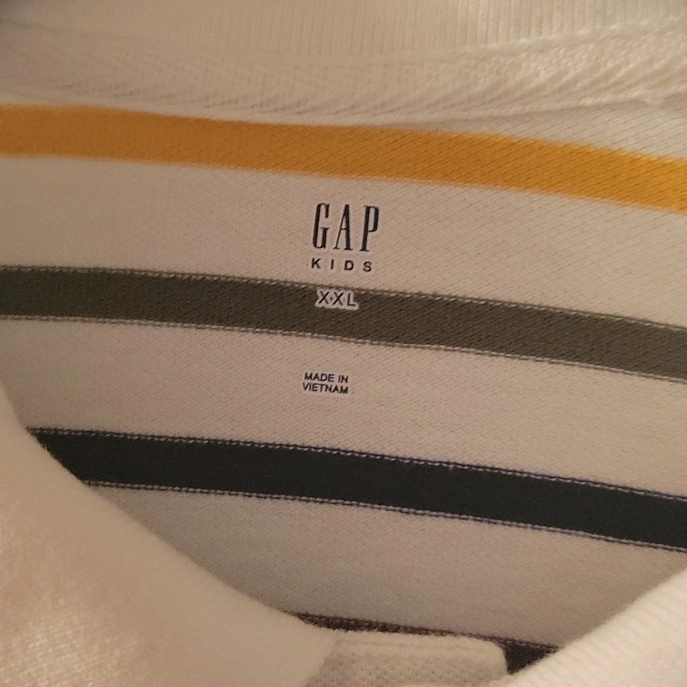 Gap white striped polo xxl